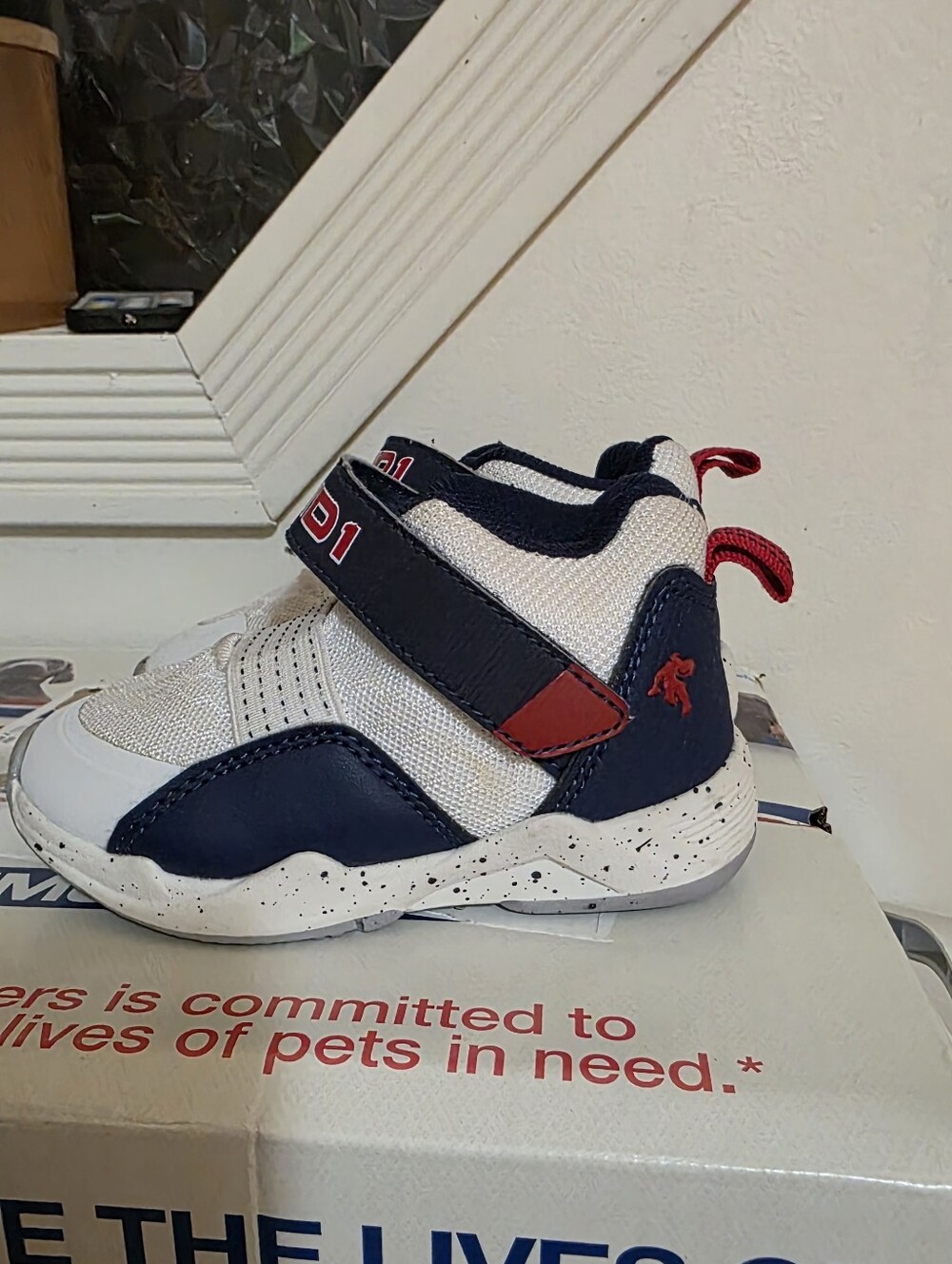 And1 White Navy Sneakers with Red Accents for Kids